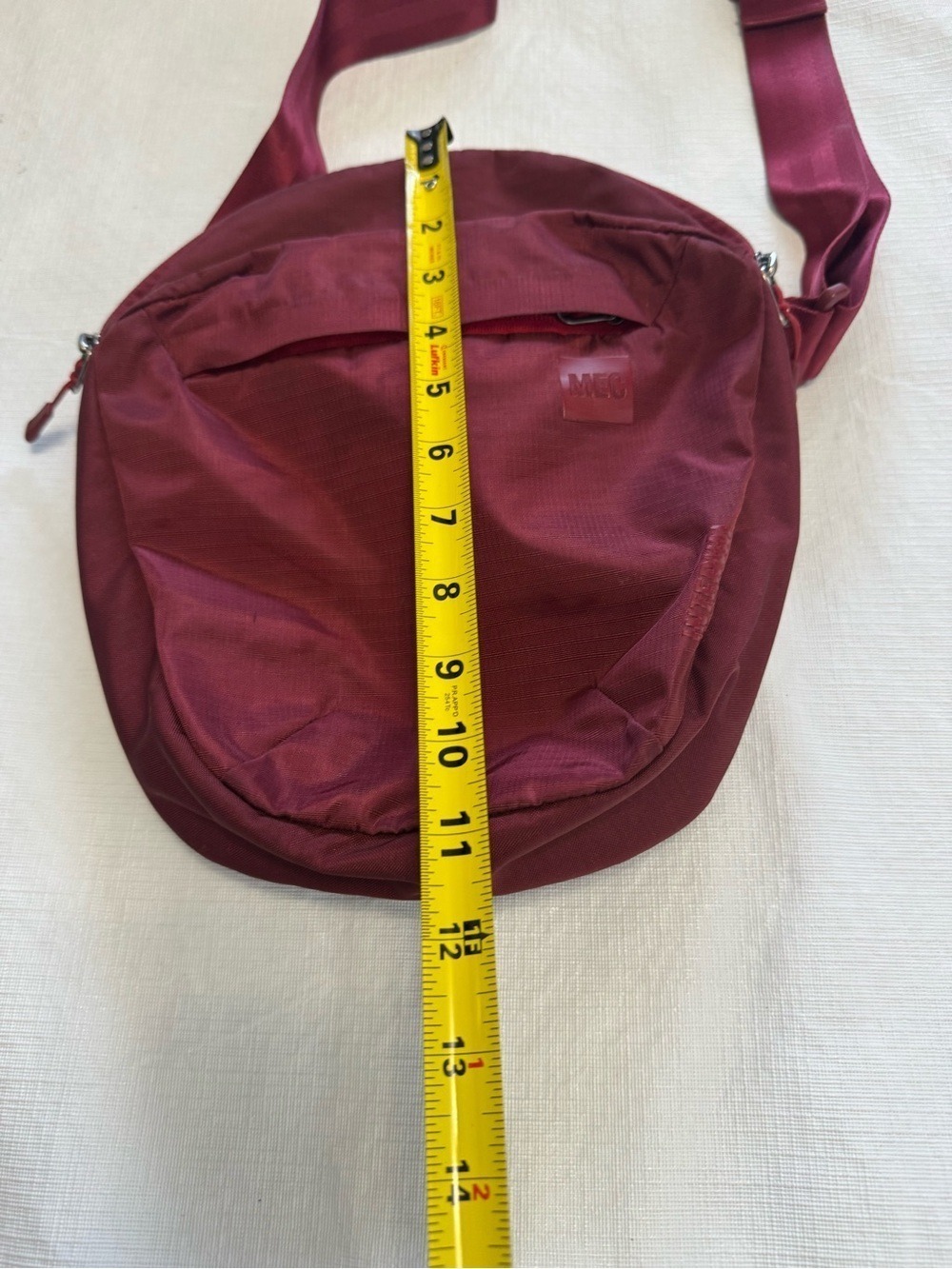 Circular Burgundy Crossbody Bag with Front Zip Pocket - Picture 8 of 8